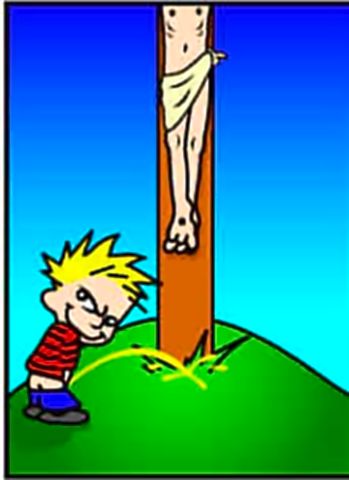 Piss on the dead man-god!